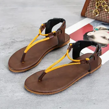 2021 Yaz Düz Sandalet Kadınlar İçin Flip Flop Rahat Ayak Bileği Toka Flats Ayakkabı Kadın Artı Boyutu Rahat Kadın plaj sandaletleri