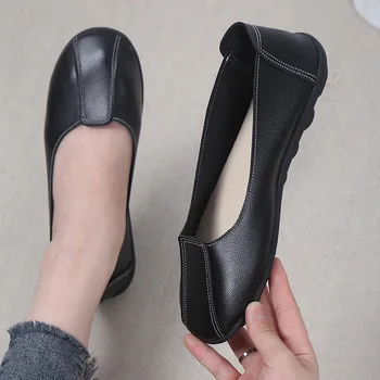 Kadın Loafer'lar Bahar Pu Deri Konfor Düz anne ayakkabısı Slip-On Ayakkabı Moda Kadın Ayakkabı Zapatos De Mujer Artı Boyutu
