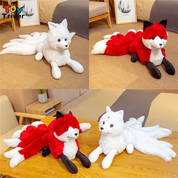 Sevimli Kırmızı Dokuz Kuyruklu Tilki peluş oyuncaklar Doldurulmuş Hayvanlar Bebek Kyuubi Kitsune Çocuklar Çocuk Yetişkinler Kız Doğum Günü Hediyeleri Ev Odası Dekor