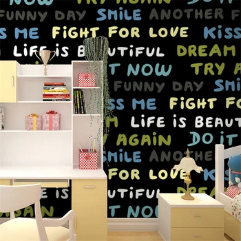 çizgi film renk ingilizce alfabe kelime duvar kağıtları Çocuklar oda barkod resmi ofis kahve bar duvar kağıtları beibehang Kişilik 