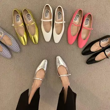 2022 Düz ayakkabı Kadın Basit Düz Renk tek ayakkabı Mary Jane Ayakkabı İlkbahar Sonbahar Yumuşak Taban