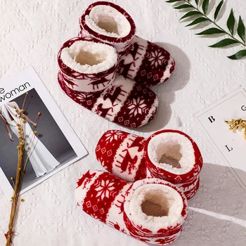 Kış Kürk Terlik Kadınlar Sıcak ev terlikleri Peluş Flip Flop Noel Pamuk Kapalı Ev Ayakkabı Zemin Ayakkabı Claquette Fourrure