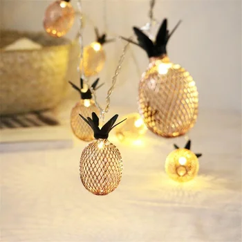 Vintage demir ananas gece ışıkları 10 Led 20 Leds Ananas dize lambası ab 220 v / Akülü romantik düğün ev dekorasyon