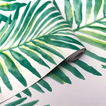 Kabuğu ve Sopa Kendinden Yapışkanlı Çıkarılabilir Duvar Kağıdı Dekor Duvar Yeşil palmiye Yaprağı kolay Temizlenebilir Ev Dekor için Mobilya Yenileme