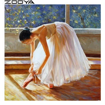 ZOOYA Elmas Nakış 5d DİY Tam Matkap Elmas Dansçı Kız Ayakkabı Bağlama Mozaik Ev Dekorasyonu R786 Resim İşleme 