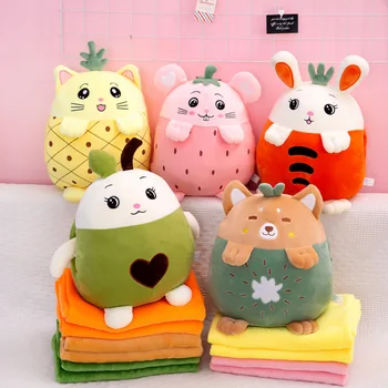 3 İn1 Sevimli Hayvan Görüntü yastık el ısıtıcı Battaniye Peluş Hamster Ofis Çok Fonksiyonlu Dekorasyon çocuk Hediye Oyuncak