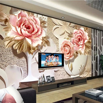 wellyu Özel büyük duvar kağıtları 3d обои stereo oyma üç boyutlu çiçekler duvar resimleri TV duvar dekorasyon boyama 3d duvar kağıdı