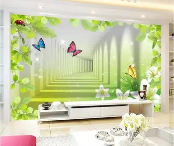3d duvar kağıdı özel duvar dokunmamış 3d odası duvar kağıdı 3D TV zemin yeşil yaprak zambak kelebek fotoğraf 3d duvar resimleri duvar kağıdı