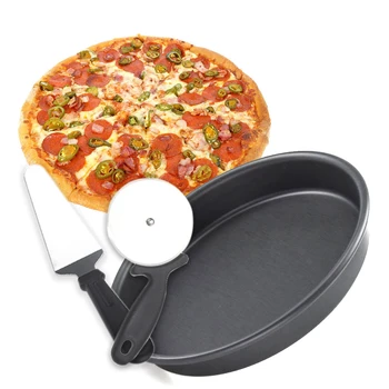 Pizza Pan 10 inç / takım Mutfak Bakeware Yuvarlak Desen Derin Çanak Tepsi Metal Alüminyum Alaşım yapışmaz Pişirme Pasta Aracı Mutfak
