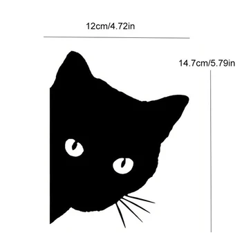 Yaratıcı Siyah Kedi Yüz Peeking Araba Çıkartmaları Otomotiv Çıkartması pencere dekorasyonu Yansıtıcı Etiket Pencere Kapı Sticker 12*15cm
