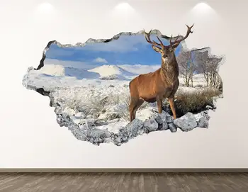 Geyik Duvar Çıkartması-Orman Hayvan 3D Çökerttiğini duvar sanatı yapışkanı Çocuk Dekor Vinil Ev Posteri Özel Hediye KD56