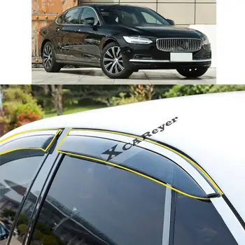 VOLVO için S90 2017 2018 2019 2020 2021 Araba Vücut Şekillendirici Sticker Plastik pencere camı Rüzgar Visor Yağmur