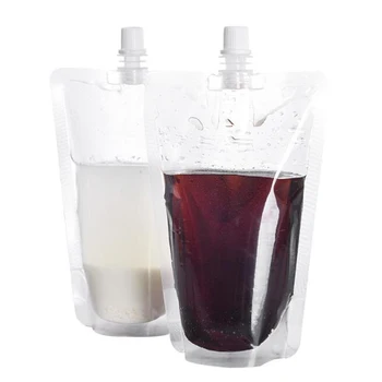 500 adet Plastik Emzik İçme Torbaları Kahve Suyu Süt Kabı Sızdırmaz Likör Torbası Yeniden Kullanılabilir şişe çantaları