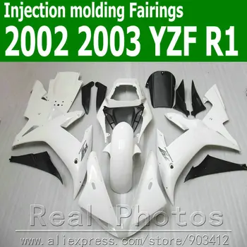 100 % Enjeksiyon kalıplama tam kaporta kiti için YAMAHA 2002 2003 beyaz siyah YZF R1 02 03 fairings set JK31
