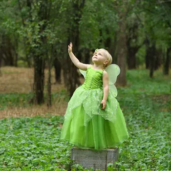Bebek Kız Elbise Cosplay Peri Prenses Cadılar Bayramı Noel Doğum Günü Aile Partisi Masum Sağlıklı Yeşil Çocuk Giysileri Fotoğraf Çekimi