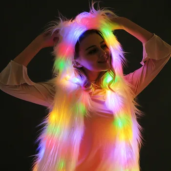 Yeni LED lüminesans Kapaklar kadın giysileri Gece Kulübü topu gibi kürk ceket LED lamba performans takım elbise