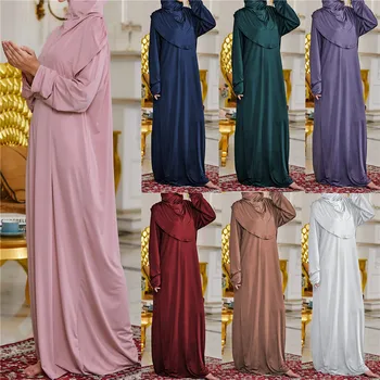Ramazan Katı Bir Boyut Müslüman Kapşonlu Elbise Elbise Başörtüsü Dubai Türkiye Kadın çarşaf islami giyim Kaftan Vestido Arabe Mujer