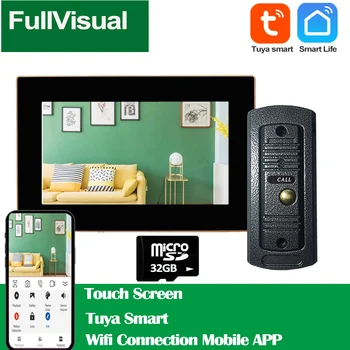 Fullvisual Dokunmatik Ekran Wifi Görüntülü Kapı Telefonu İnterkom Kablosuz Kapı Zili Kamera ile 7 İnç Kapalı Monitör Hareket Kayıt Kilidini