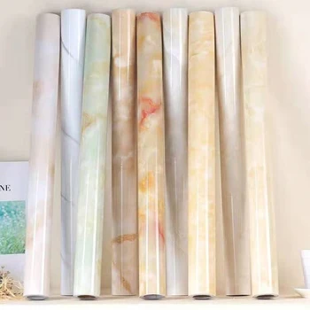 PVC Düz Renk Kendinden yapışkanlı Vinil Duvar Kağıdı Su Geçirmez Film DIY Yenileme Yağ geçirmez duvar çıkartmaları Mutfak Dolabı Ev Çıkartmaları