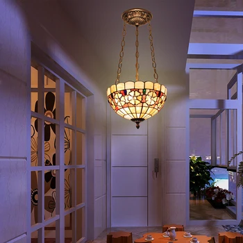 12 inç Akdeniz Tiffany tarzı kabuk kolye ışık yatak odası lobi Droplight 110-240 v damla deco maison