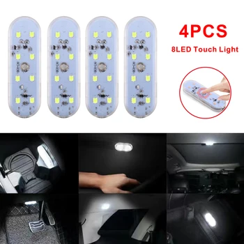 4 adet / 2 adet Dokunmatik Kontrol Mini Araba led ışık İç Okuma Lambası Beyaz Renkli Pembe Mavi Ortam Gece Lambası Araba dokunmatik ışık