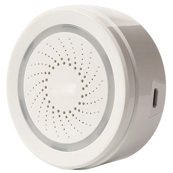 Kablosuz Akıllı 120DB Siren ve Alarm Zili-Beyaz, çakarlı lamba, Uzaktan App Kontrolü WıFı USB Siren