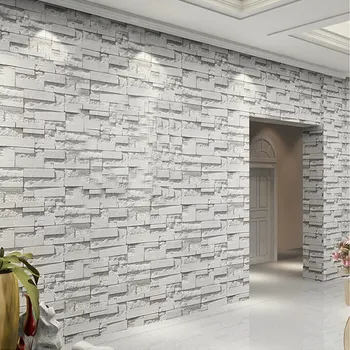 3D Kabartmalı Vinil Duvar kağıt rulolar Ev Dekor Papel De Parede 3D Oturma Odası Taş Tuğla Duvar PVC Su Geçirmez Duvar Kağıdı duvarlar İçin
