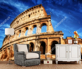 Modern manzara duvar kağıdı, Colosseum üzerinde derin mavi gökyüzü, fotoğraf duvar oturma odası yatak odası kanepe arka plan papel de parede