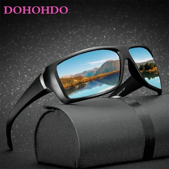 DOHOHDO 2022 Yeni Moda Polarize Güneş Gözlüğü Kare Ayna güneş gözlüğü Vintage Erkek Sürüş Koruyucu Gözlük Sürücü UV400